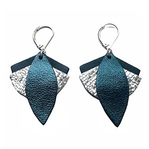 Boucles d'oreilles lotus bleu pétrole