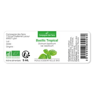 Basilic tropical - huile essentielle bio - 100ml garantie chromacert® - chémotyp