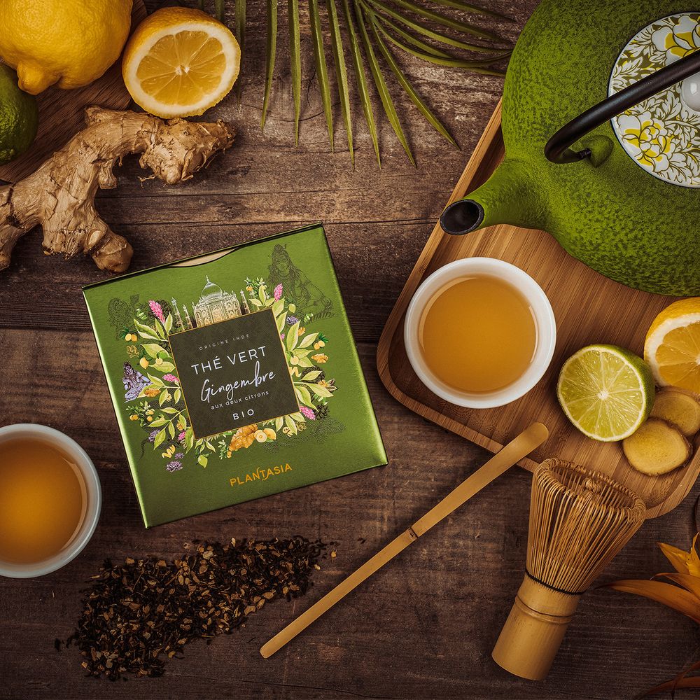 Th vert gingembre - 2 citrons bio*