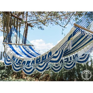 Hamac à barre nicaragua l blanc et bleu