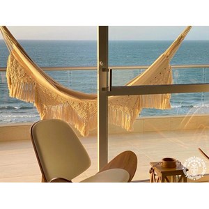 Hamac macramé l ecru