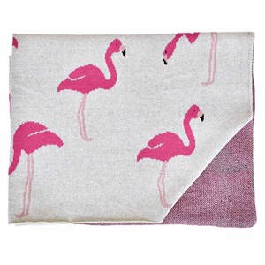 Couverture en coton bio flamant rose