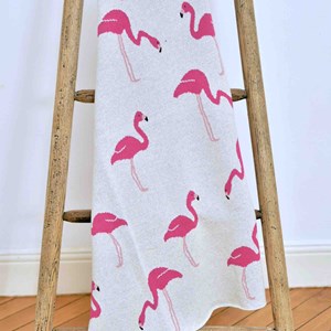Couverture en coton bio flamant rose