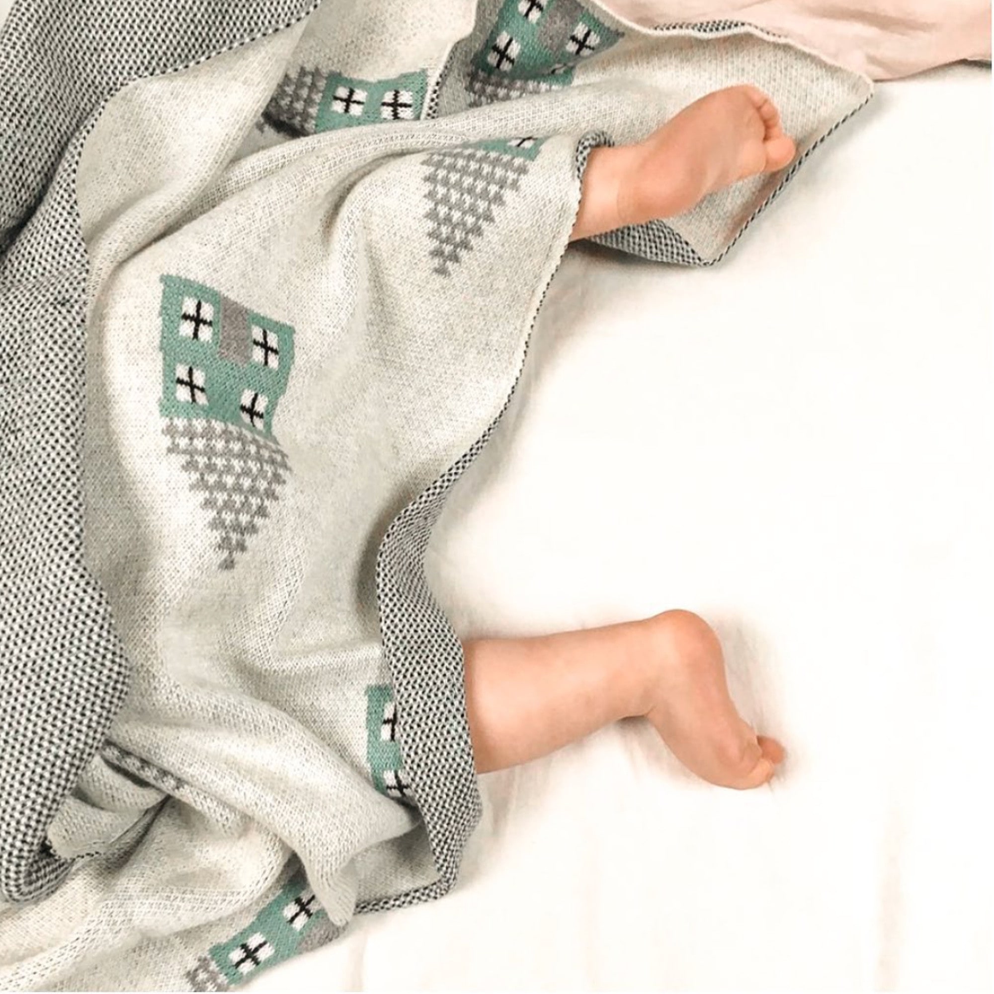 Couverture bébé - plaid pour l'enfant en coton bio jacquard, Hippo