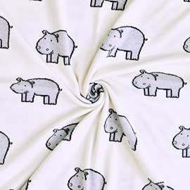 Couverture plaid coton bio hippo