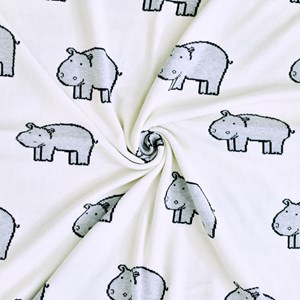 Couverture plaid en coton bio hippo