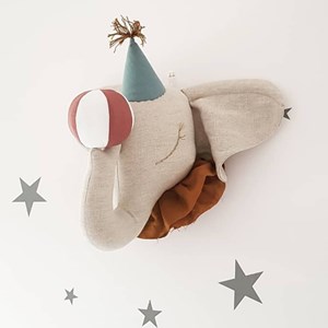 Trophée mural éléphant lin déco