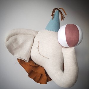 Trophée mural éléphant lin déco