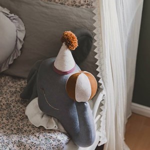 Trophée mural éléphant lin gris