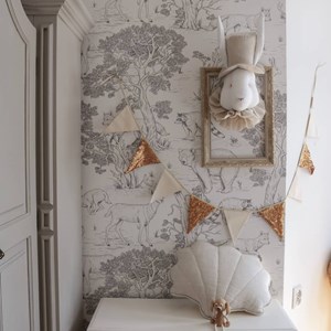 Trophée mural lapin lin chambre bébé