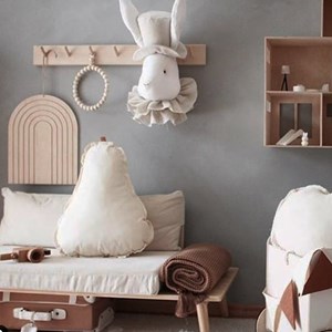 Trophée mural lapin lin chambre bébé