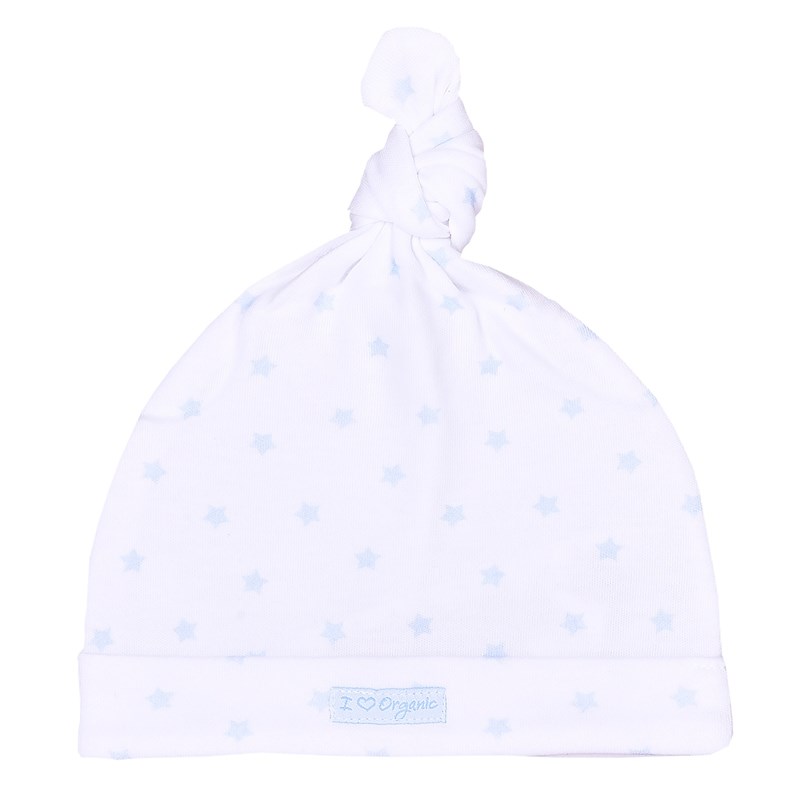 Bonnet naissance coton bio gots bleu -