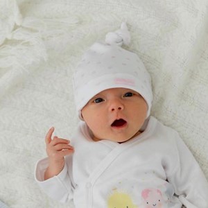 Bonnet naissance coton bio gots bleu -