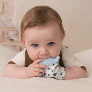 Moufle de dentition en silicone bleu