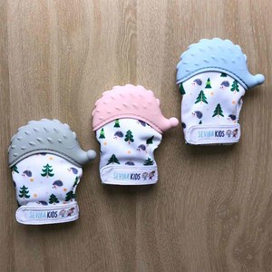 Moufle de dentition en silicone bleu