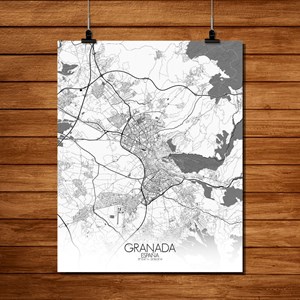 Grenade carte ville city map n&b