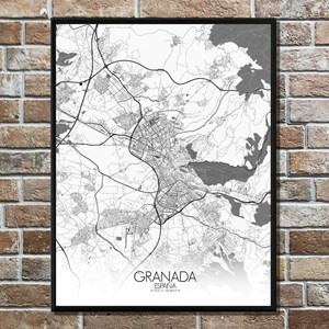 Grenade carte ville city map n&b