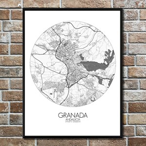 Grenade carte ville city map rond