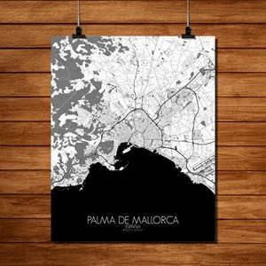 Palma carte ville city map n&b