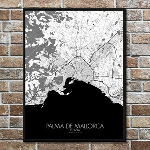 Palma carte ville city map n&b