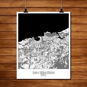 San sebastian - carte city map n&b