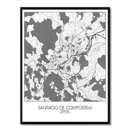 Compostelle - carte city map n&b