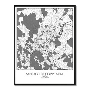 Compostelle - carte city map n&b
