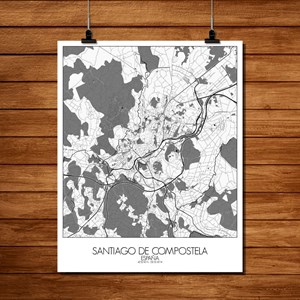 Compostelle - carte city map n&b