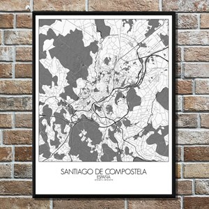 Compostelle - carte city map n&b