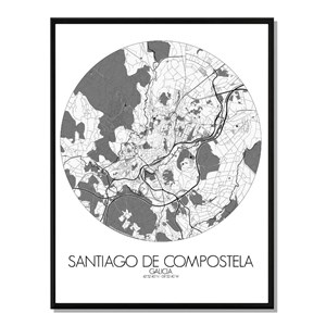 Compostelle - carte city map rond