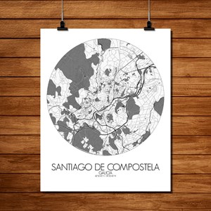 Compostelle - carte city map rond