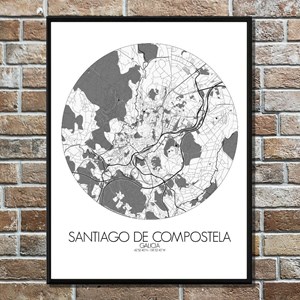 Compostelle - carte city map rond