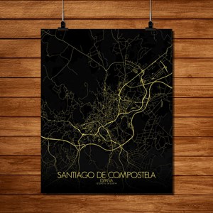 Compostelle - carte city map nuit