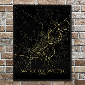 Compostelle - carte city map nuit