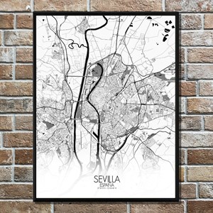 Seville carte ville city map n&b