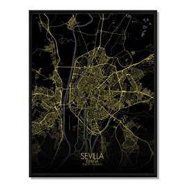 Seville carte ville city map nuit