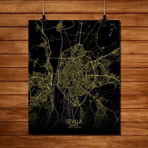 Seville carte ville city map nuit