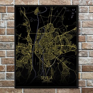 Seville carte ville city map nuit