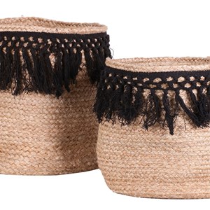 Ensemble de 2 paniers jute tressage noir