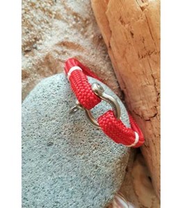 Bracelet marin cordage rouge-blanc xl