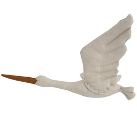 Trophée mural cigogne lin beige bébé