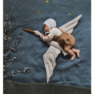 Trophée mural cigogne lin beige bébé