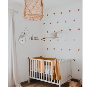 Trophée mural cigogne lin beige bébé