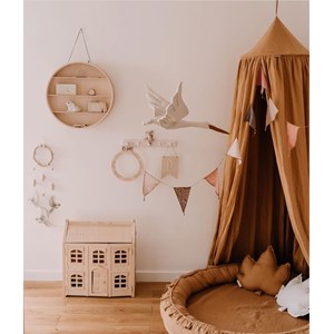 Trophée mural cigogne lin beige bébé