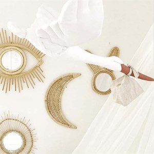 Trophée mural cigogne lin blanc bébé