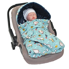 Couverture enveloppante réversible bleu