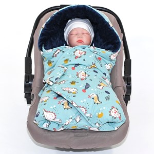 Couverture enveloppante réversible bleu