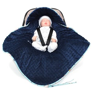 Couverture enveloppante réversible bleu