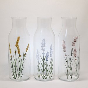 Carafe en verre peint 1l - lavande bleu