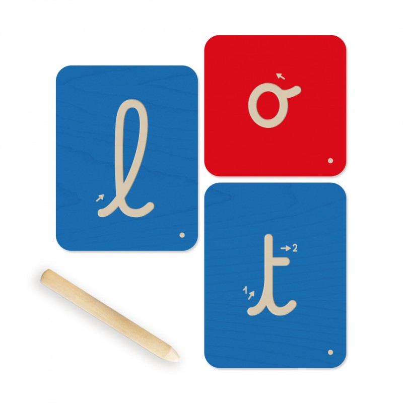 let's make Montessori Planche à tracer en bois double face lettres majuscules et minuscules 25,4 x 20,3 x 1 cm 